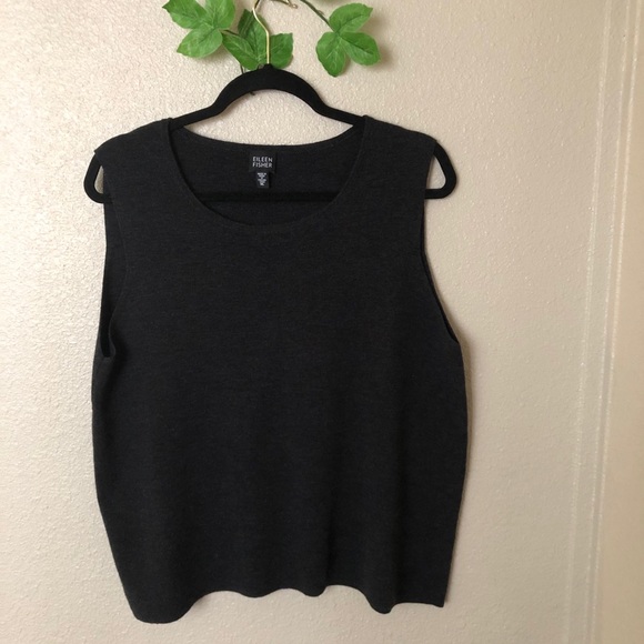 Eileen Fisher Tank Top Charcoal L - Picture 2 of 6